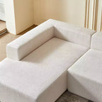 Divano componibile a U in velluto a coste, chaise longue reversibile e cuscini imbottiti, design moderno da 122 pollici