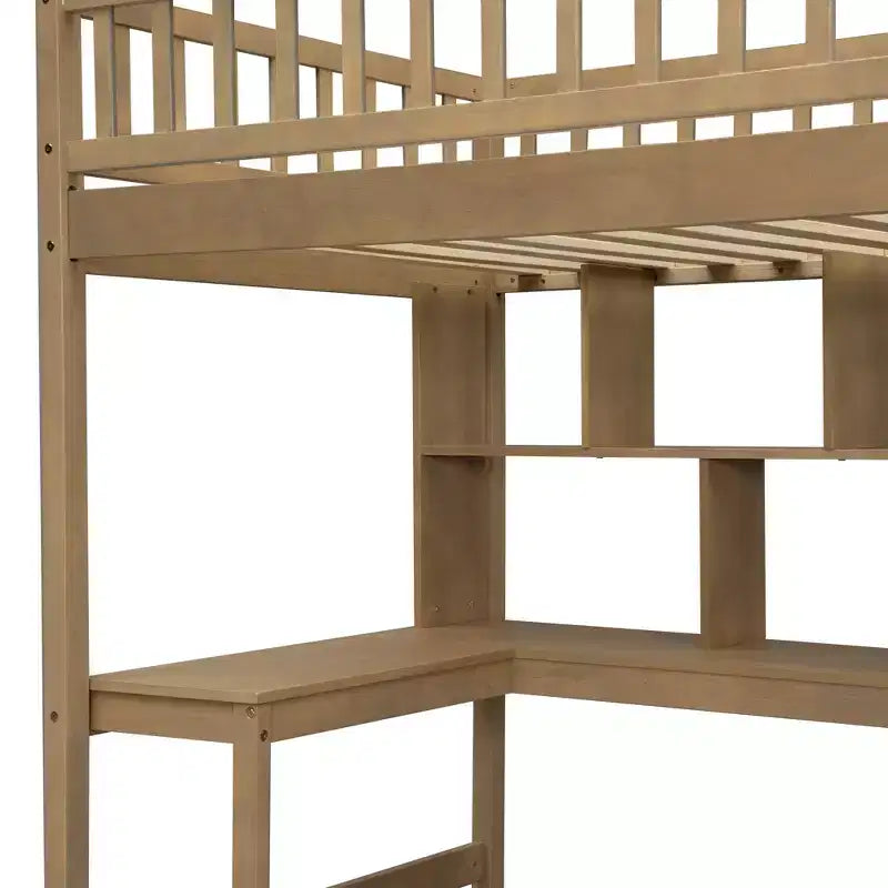 Letto a soppalco singolo Whisen Wood con scrivania integrata