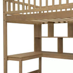 Letto a soppalco singolo Whisen Wood con scrivania integrata
