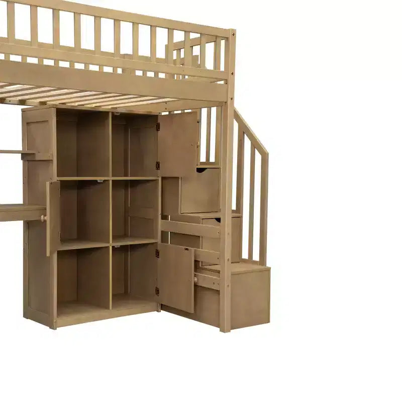 Letto a soppalco singolo Whisen Wood con scrivania integrata