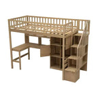 Letto a soppalco singolo Whisen Wood con scrivania integrata