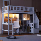 Letto a soppalco singolo Whisen Wood con scrivania integrata