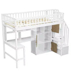 Letto a soppalco singolo Whisen Wood con scrivania integrata