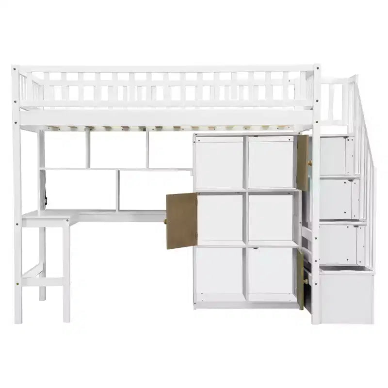 Letto a soppalco singolo Whisen Wood con scrivania integrata