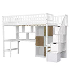 Letto a soppalco singolo Whisen Wood con scrivania integrata