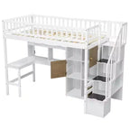 Letto a soppalco singolo Whisen Wood con scrivania integrata