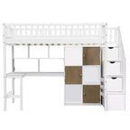 Letto a soppalco singolo Whisen Wood con scrivania integrata