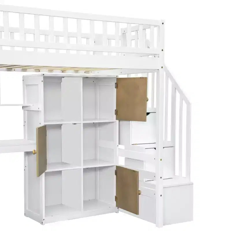 Letto a soppalco singolo Whisen Wood con scrivania integrata