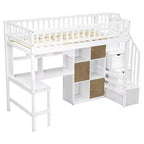 Letto a soppalco singolo Whisen Wood con scrivania integrata