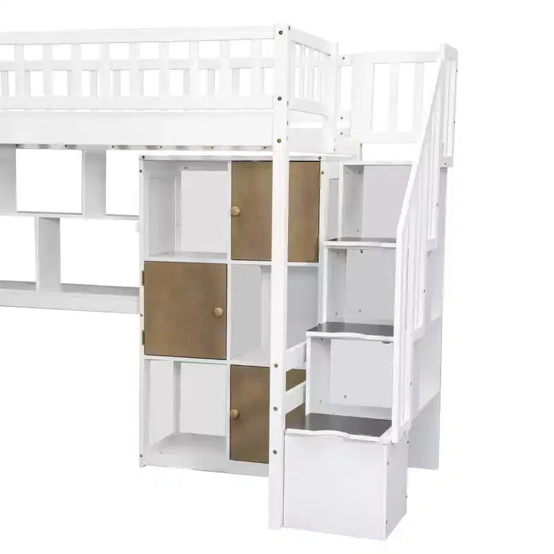 Letto a soppalco singolo Whisen Wood con scrivania integrata
