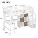 Letto a soppalco singolo Whisen Wood con scrivania integrata