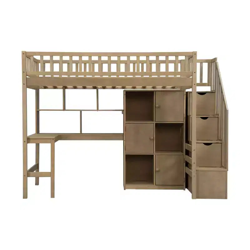 Letto a soppalco singolo Whisen Wood con scrivania integrata