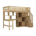 Letto a soppalco singolo Whisen Wood con scrivania integrata