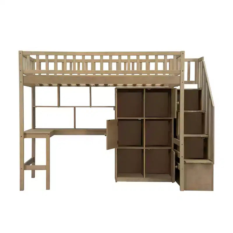 Letto a soppalco singolo Whisen Wood con scrivania integrata