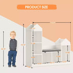Libreria per Bambini con Angolo Lettura Scaffale per Bambini 6 Scomparti Contenitore per Giocattoli Cuscino Seduta Panca Contenitore in Legno