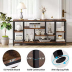 MAYEERTY Tavolo Consolle Industriale 70.86 Pollici, Finitura Legno Grigio, Telaio in Metallo Nero