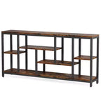 MAYEERTY Tavolo Consolle Industriale 70.86 Pollici, Finitura Legno Grigio, Telaio in Metallo Nero
