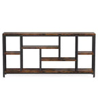 MAYEERTY Tavolo Consolle Industriale 70.86 Pollici, Finitura Legno Grigio, Telaio in Metallo Nero