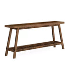 MAYEERTY Tavolo Consolle Extra Lungo a 2 Livelli da 180 cm Stile Rustico/Country Base a Trapezio Robusta