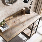 Scrivania Garviston in Legno Riciclato - Stile Industriale - Nera - SEI