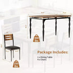 Set tavolo da pranzo da 5 pezzi, set tavolo da pranzo e sedie in stile industriale per 4 persone