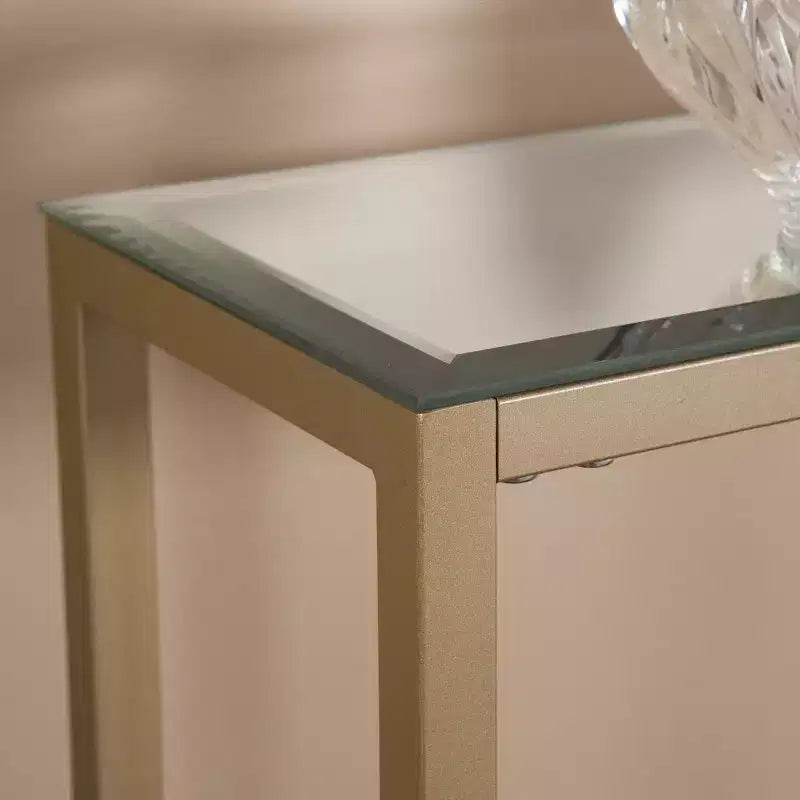 Tavolino consolle stretto Darrin con piano a specchio - Oro - SEI