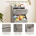 Libreria e Portagiochi per Bambini in Legno a 3 Ripiani con Coperchio a Scomparsa per Sala Giochi, Camera da Letto e Asilo Nido - Contenitore a Misura di Bambino