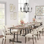 Tavolo da pranzo rettangolare grande da 71 pollici per 4-6 persone, gambe in ferro a bicchiere di vino, design contemporaneo elegante, mobili da sala da pranzo per appartamenti