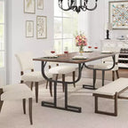 Tavolo da pranzo rettangolare grande da 71 pollici per 4-6 persone, gambe in ferro a bicchiere di vino, design contemporaneo elegante, mobili da sala da pranzo per appartamenti