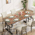 Tavolo da pranzo rettangolare grande da 71 pollici per 4-6 persone, gambe in ferro a bicchiere di vino, design contemporaneo elegante, mobili da sala da pranzo per appartamenti