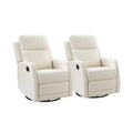 Set of 2 Ofelia Wooden Upholstery Wingback Swivel Recliner for Bedroom and Living Room ART OF LIVING DESIGNS-IVORY