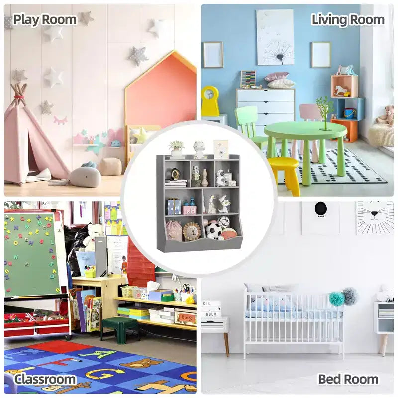 Libreria per bambini a 3 ripiani e organizer per giocattoli - Armadietto contenitore con scomparti per sala giochi, camera da letto, cameretta dei bambini