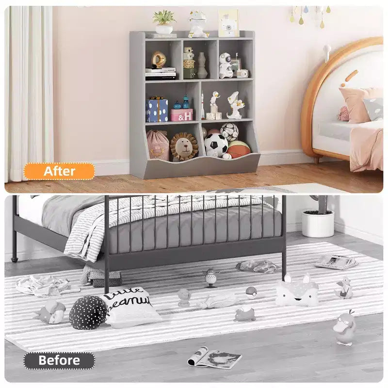 Libreria per bambini a 3 ripiani e organizer per giocattoli - Armadietto contenitore con scomparti per sala giochi, camera da letto, cameretta dei bambini
