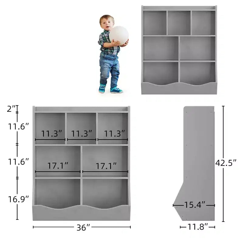 Libreria per bambini a 3 ripiani e organizer per giocattoli - Armadietto contenitore con scomparti per sala giochi, camera da letto, cameretta dei bambini