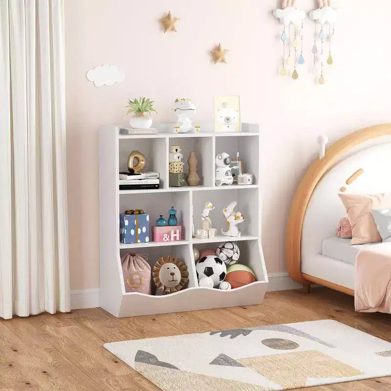 Libreria per bambini a 3 ripiani e organizer per giocattoli - Armadietto contenitore con scomparti per sala giochi, camera da letto, cameretta dei bambini