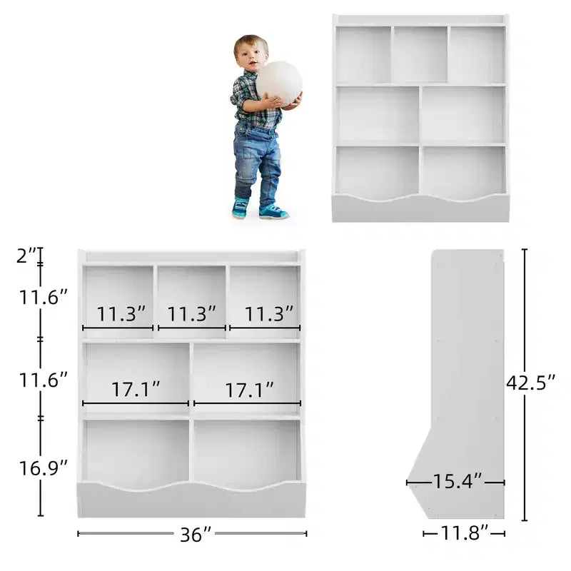 Libreria per bambini a 3 ripiani e organizer per giocattoli - Armadietto contenitore con scomparti per sala giochi, camera da letto, cameretta dei bambini