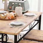 Set da pranzo con tavolo e 4 sedie, set tavolo e sedie da pranzo stile retrò industriale, tavolo e sedie da cucina, set da 5 pezzi per sala da pranzo, marrone