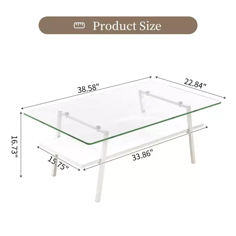 Set di 3 Tavolini da Salotto e Tavolini d'Appoggio, Tavolino in Vetro Temperato con Strato in MDF, Tavolini Moderni per Soggiorno, Vetro Trasparente