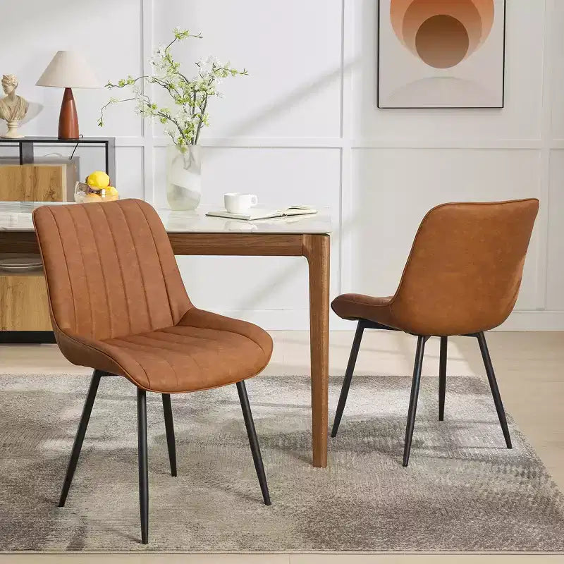 Set di 2 sedie da pranzo - Similpelle, comode, design moderno di metà secolo, gambe in metallo, sedia imbottita, per cucina sala da pranzo soggiorno