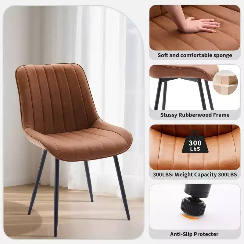Set di 2 sedie da pranzo - Similpelle, comode, design moderno di metà secolo, gambe in metallo, sedia imbottita, per cucina sala da pranzo soggiorno