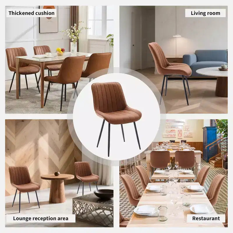 Set di 2 sedie da pranzo - Similpelle, comode, design moderno di metà secolo, gambe in metallo, sedia imbottita, per cucina sala da pranzo soggiorno