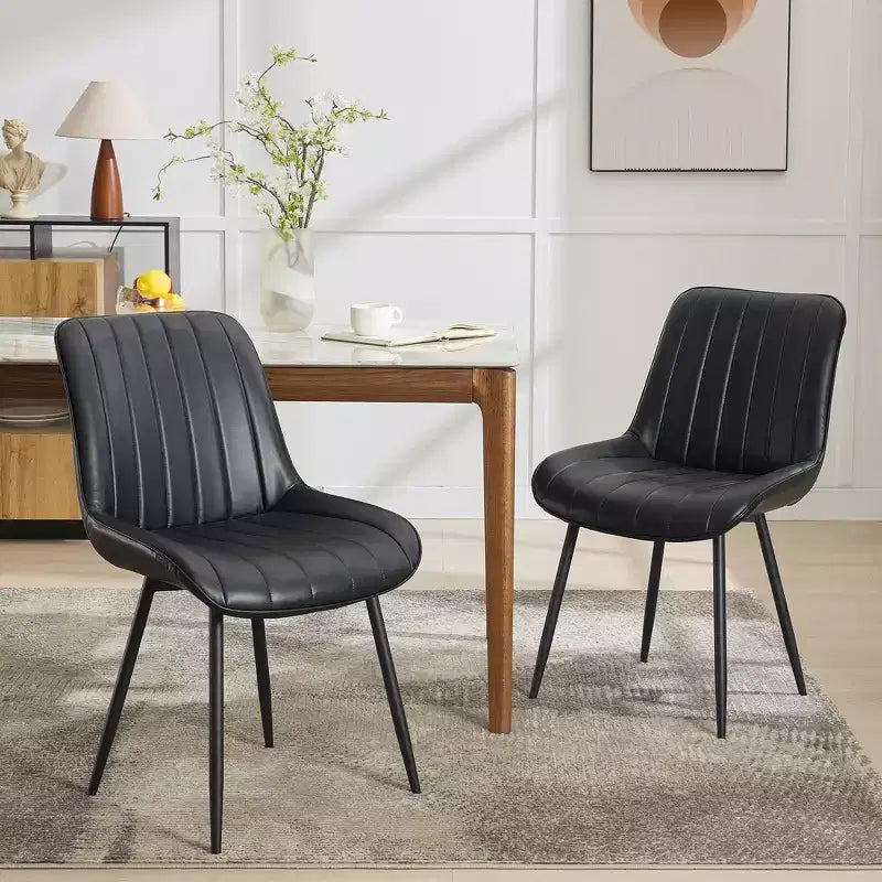 Set di 2 sedie da pranzo - Similpelle, comode, design moderno di metà secolo, gambe in metallo, sedia imbottita, per cucina sala da pranzo soggiorno