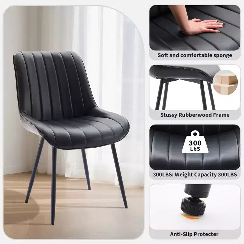 Set di 2 sedie da pranzo - Similpelle, comode, design moderno di metà secolo, gambe in metallo, sedia imbottita, per cucina sala da pranzo soggiorno