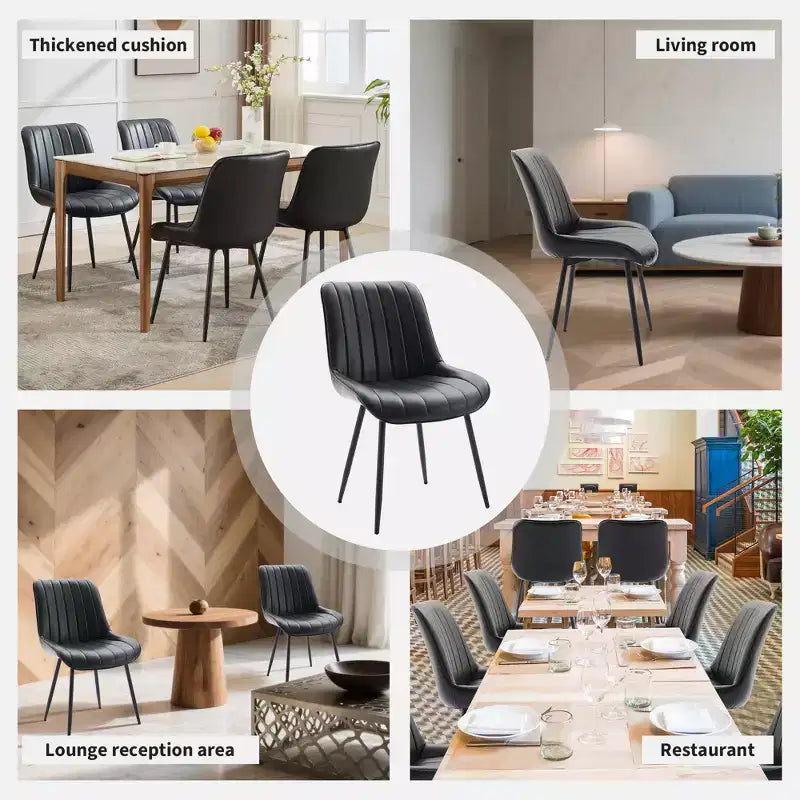 Set di 2 sedie da pranzo - Similpelle, comode, design moderno di metà secolo, gambe in metallo, sedia imbottita, per cucina sala da pranzo soggiorno
