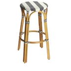 HomeRoots 30 Sgabello da Bar Senza Schienale ad Altezza Bar in Rattan Resistente Blu, Bianco e Naturale
