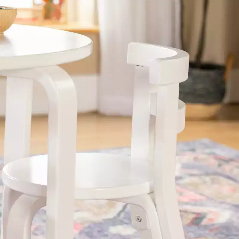 Guidecraft Nordic Set Tavolo e Sedie per Bambini - Bianco: Tavolo Rotondo in Legno per Bambini per Attività Manuali e Scrittura | Mobili per Sala Giochi | Tavolo Attività per Bambini con 4 Sedie