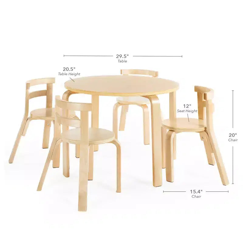 Guidecraft Nordic Set Tavolo e Sedie per Bambini - Bianco: Tavolo Rotondo in Legno per Bambini per Attività Manuali e Scrittura | Mobili per Sala Giochi | Tavolo Attività per Bambini con 4 Sedie