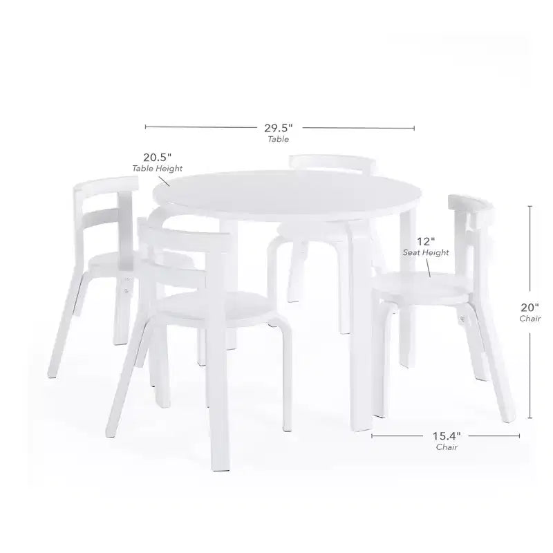 Guidecraft Nordic Set Tavolo e Sedie per Bambini - Bianco: Tavolo Rotondo in Legno per Bambini per Attività Manuali e Scrittura | Mobili per Sala Giochi | Tavolo Attività per Bambini con 4 Sedie