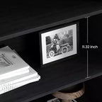 Libreria a 5 ripiani in legno Boho con ante in rattan, Scaffale alto aperto con contenitore per soggiorno, camera da letto, ufficio e cucina