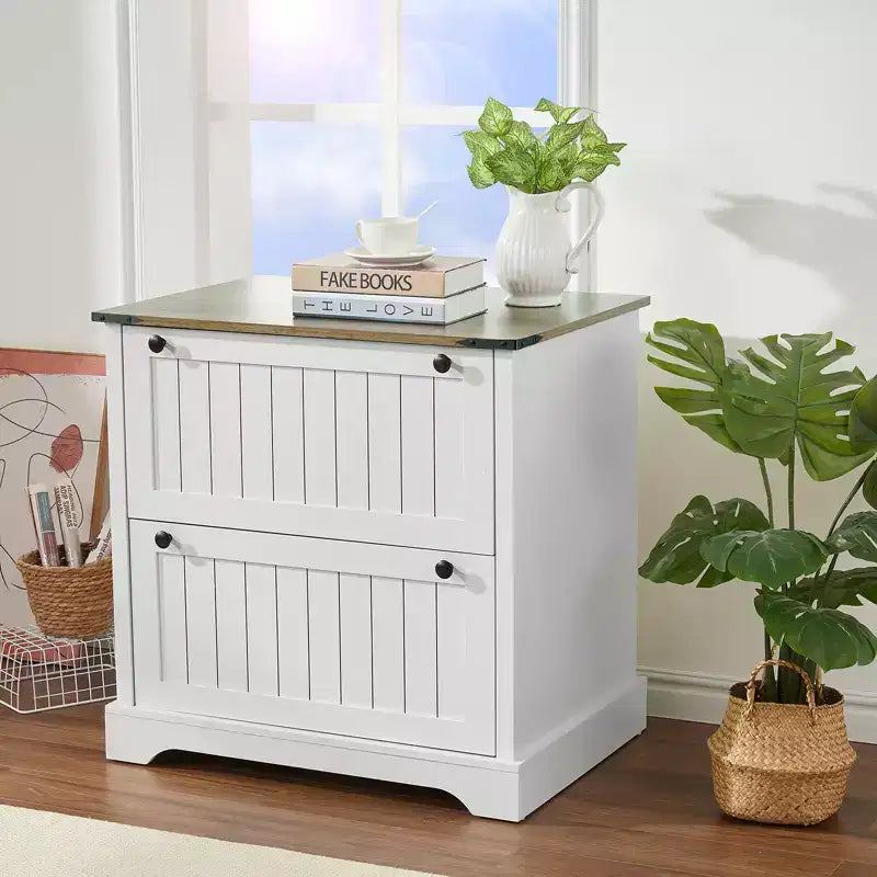 2 Drawer Farmhouse File Cabinet with Hanging File Folders for A4/Letter/Legal Size Documents ,30 Wood Lateral Filing Cabinet for Home Office
